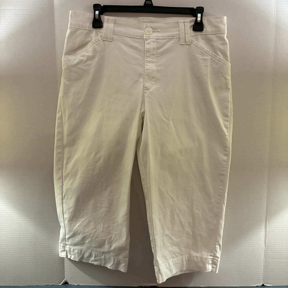 Lee Capri Pants Womens 10 Petite White Cropped Just Below Waist Stretch Casual
